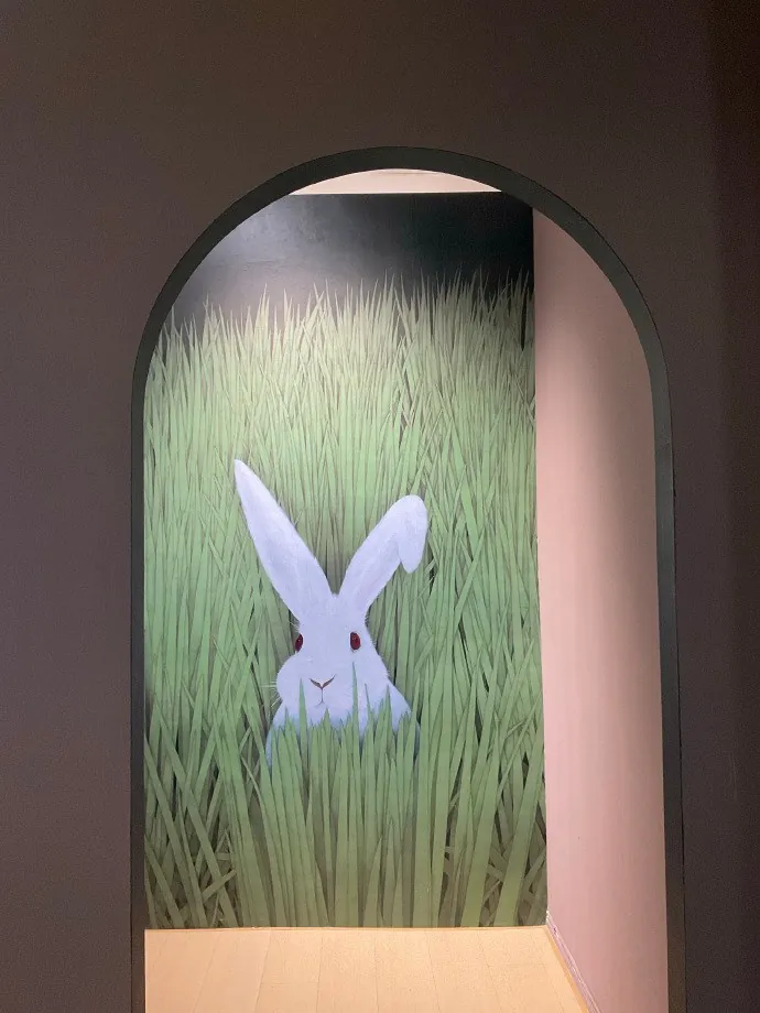 它说。拱形空间让展览入口显得柔和而集中。